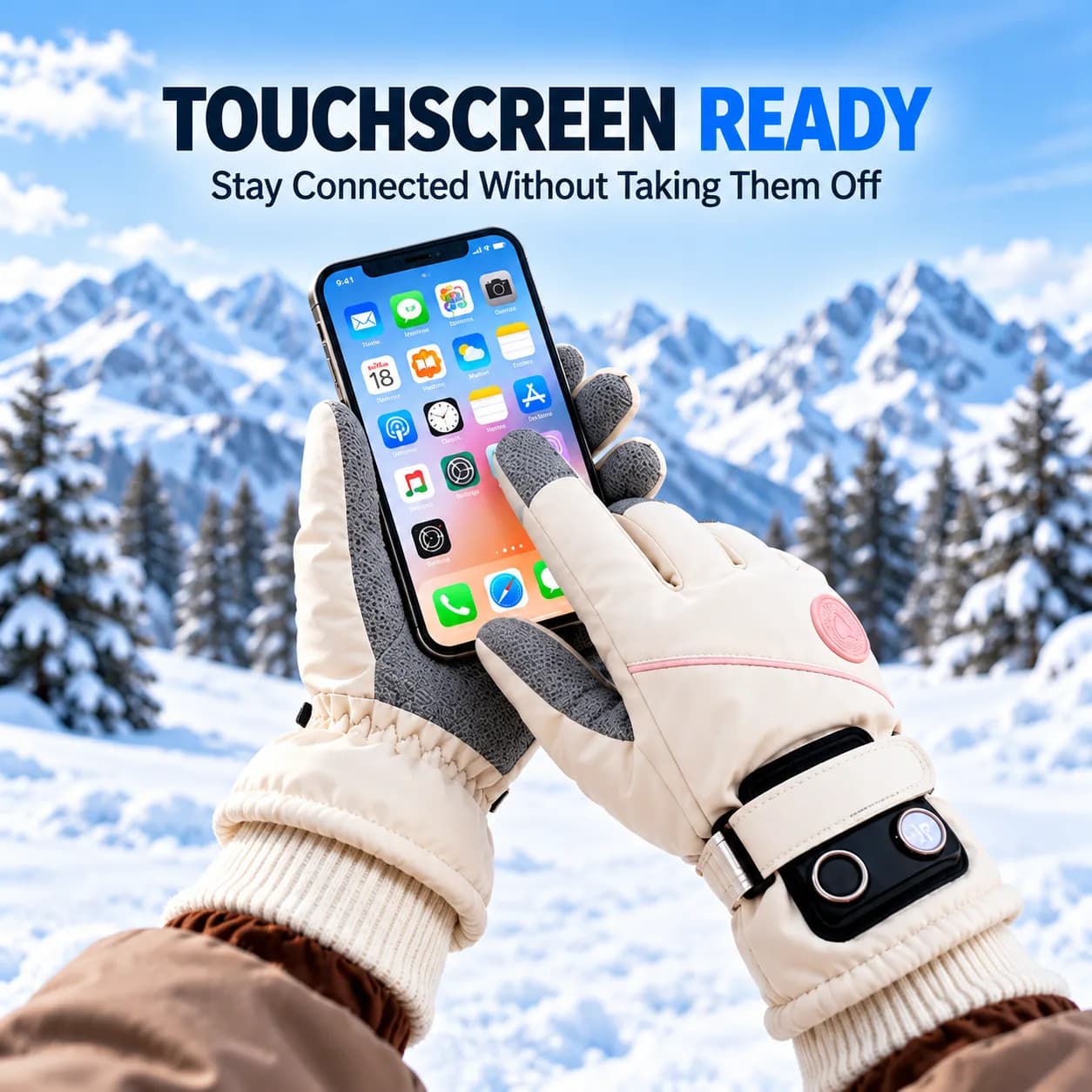 Winter USB power bank heated cotton gloves for men, thickened for motorcycle and electric vehicle riding, heat preservation. #D363A0