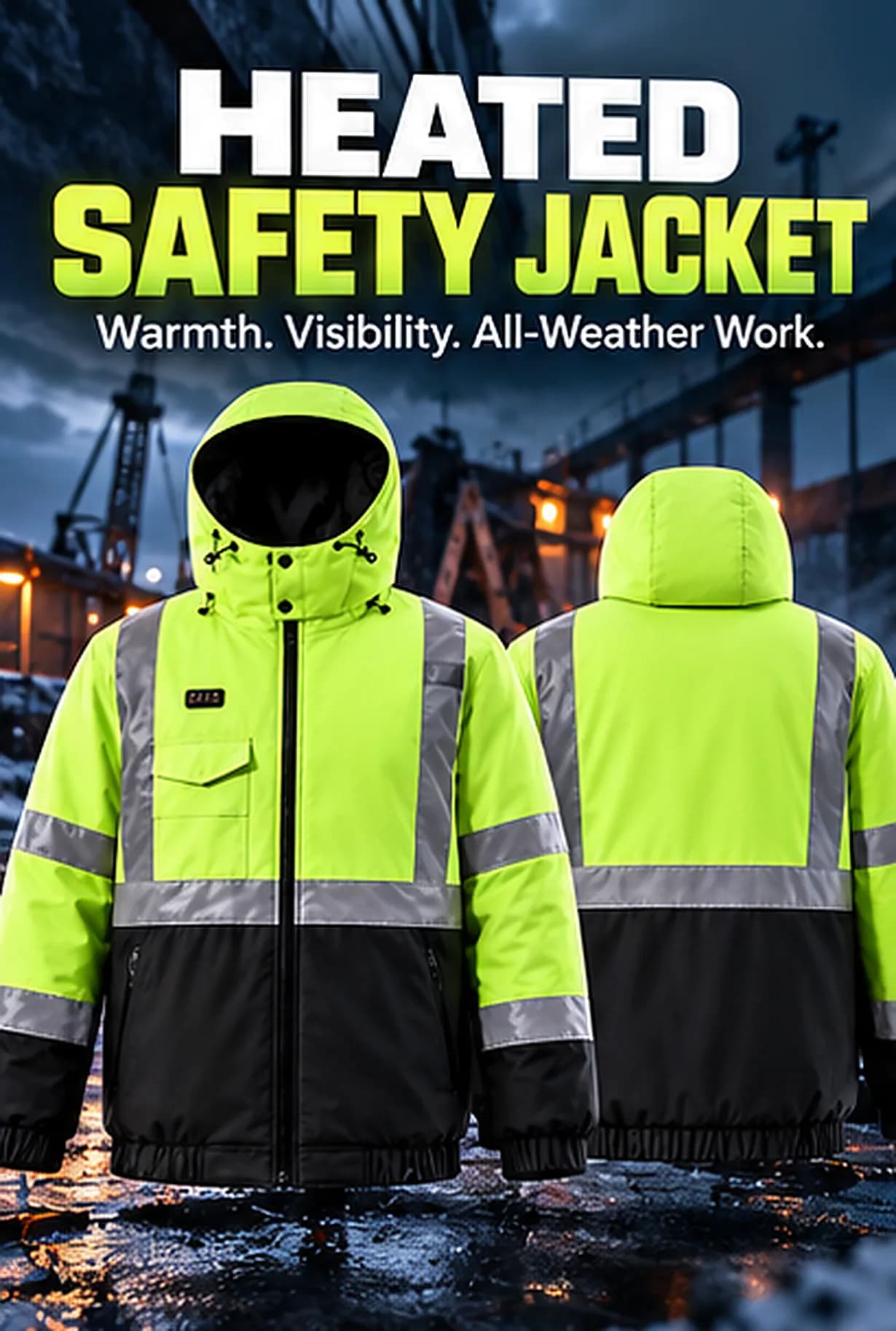 Heated Padded Winter Jacket – Thickened, Insulated, Windproof, and Cold-Resistant Outdoor Coat with Reflective Elements image 2