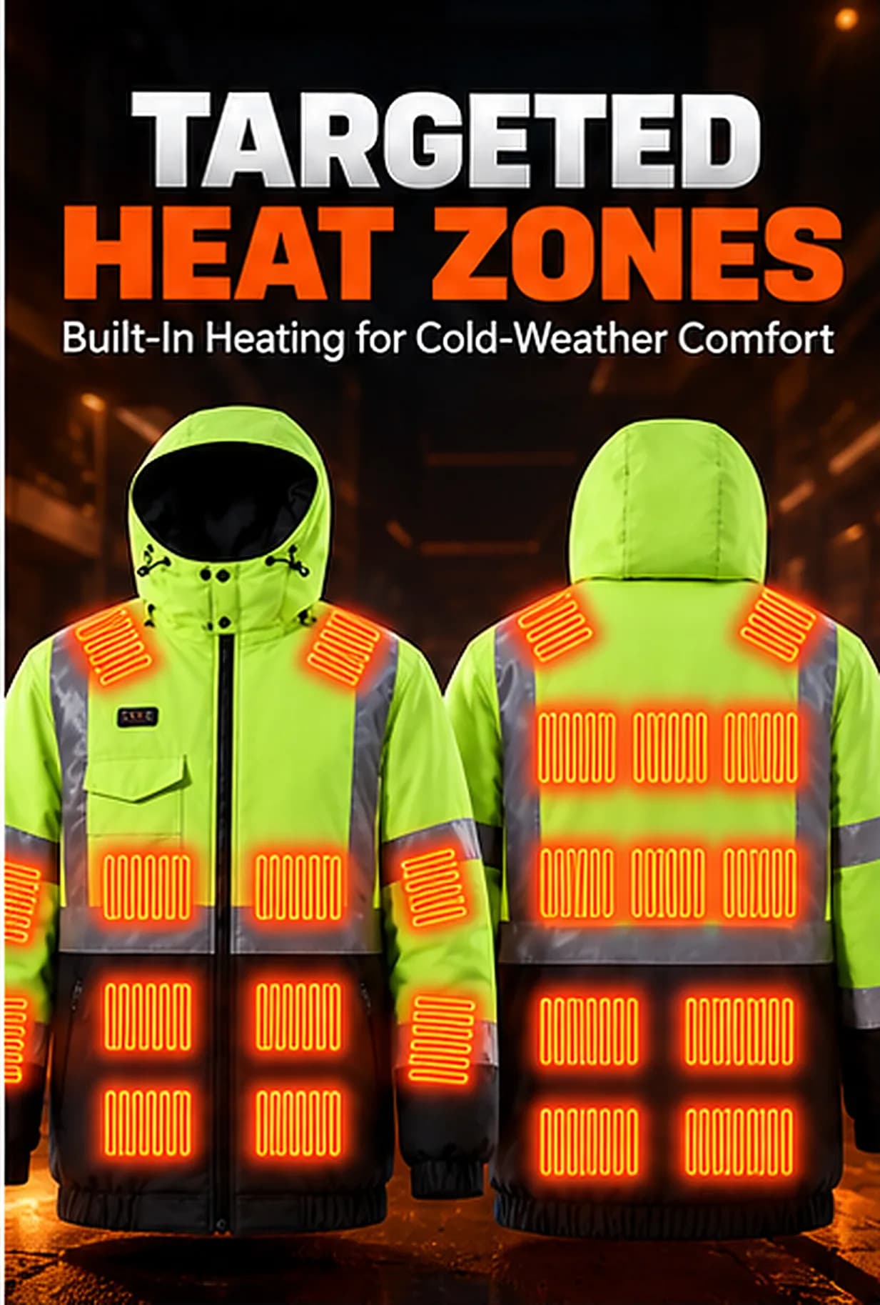 Heated Padded Winter Jacket – Thickened, Insulated, Windproof, and Cold-Resistant Outdoor Coat with Reflective Elements image 3