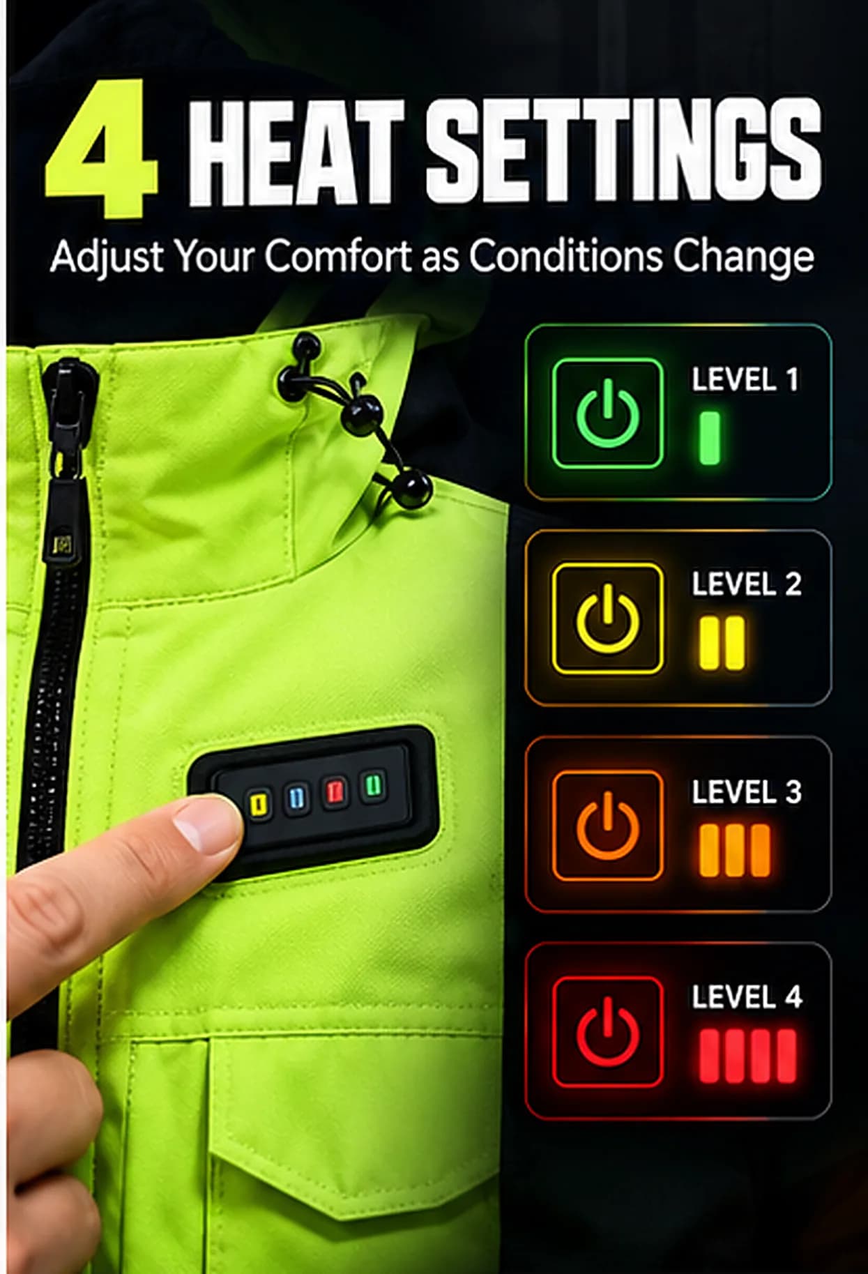 Heated Padded Winter Jacket – Thickened, Insulated, Windproof, and Cold-Resistant Outdoor Coat with Reflective Elements image 4