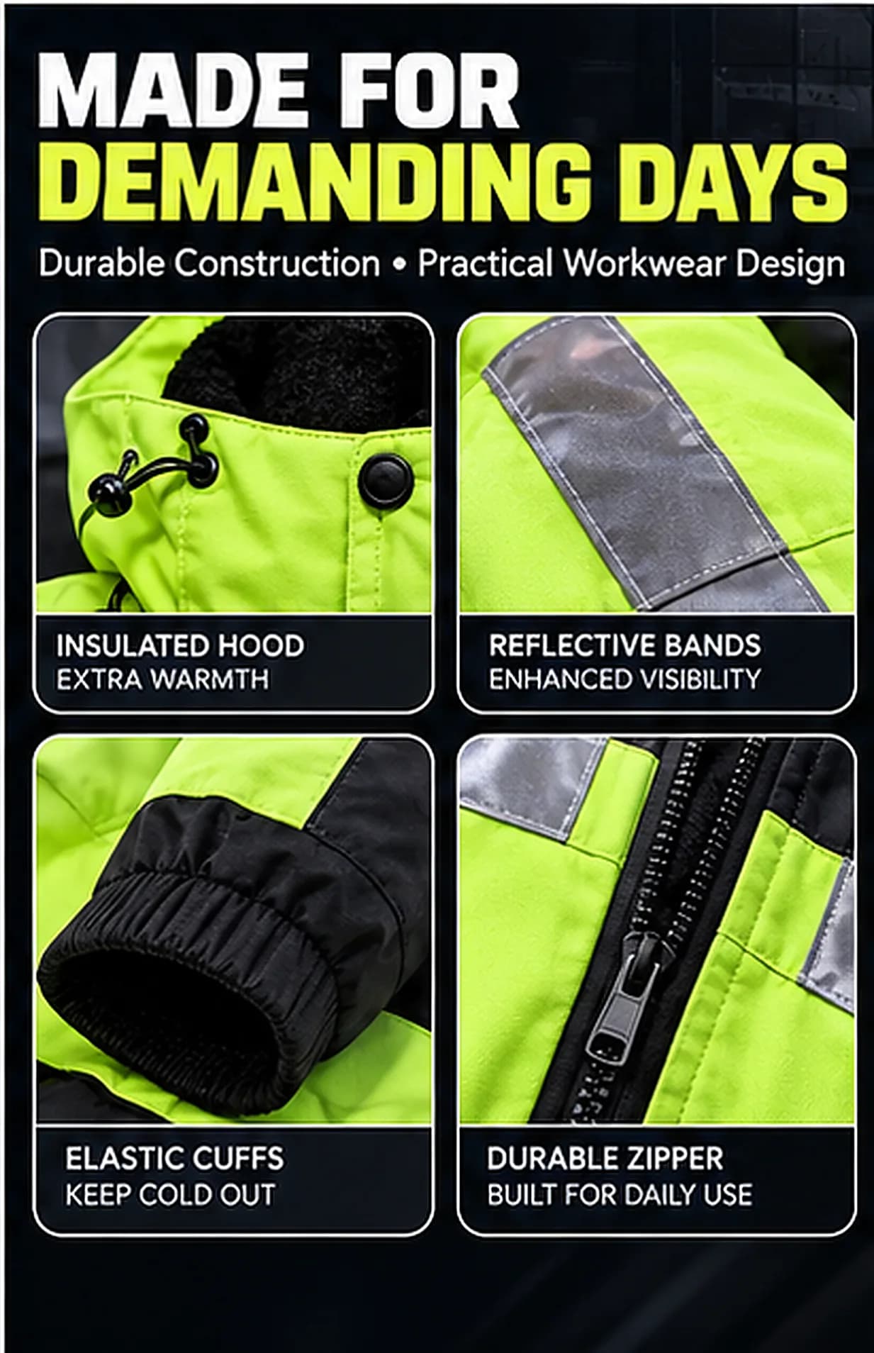 Heated Padded Winter Jacket – Thickened, Insulated, Windproof, and Cold-Resistant Outdoor Coat with Reflective Elements image 6