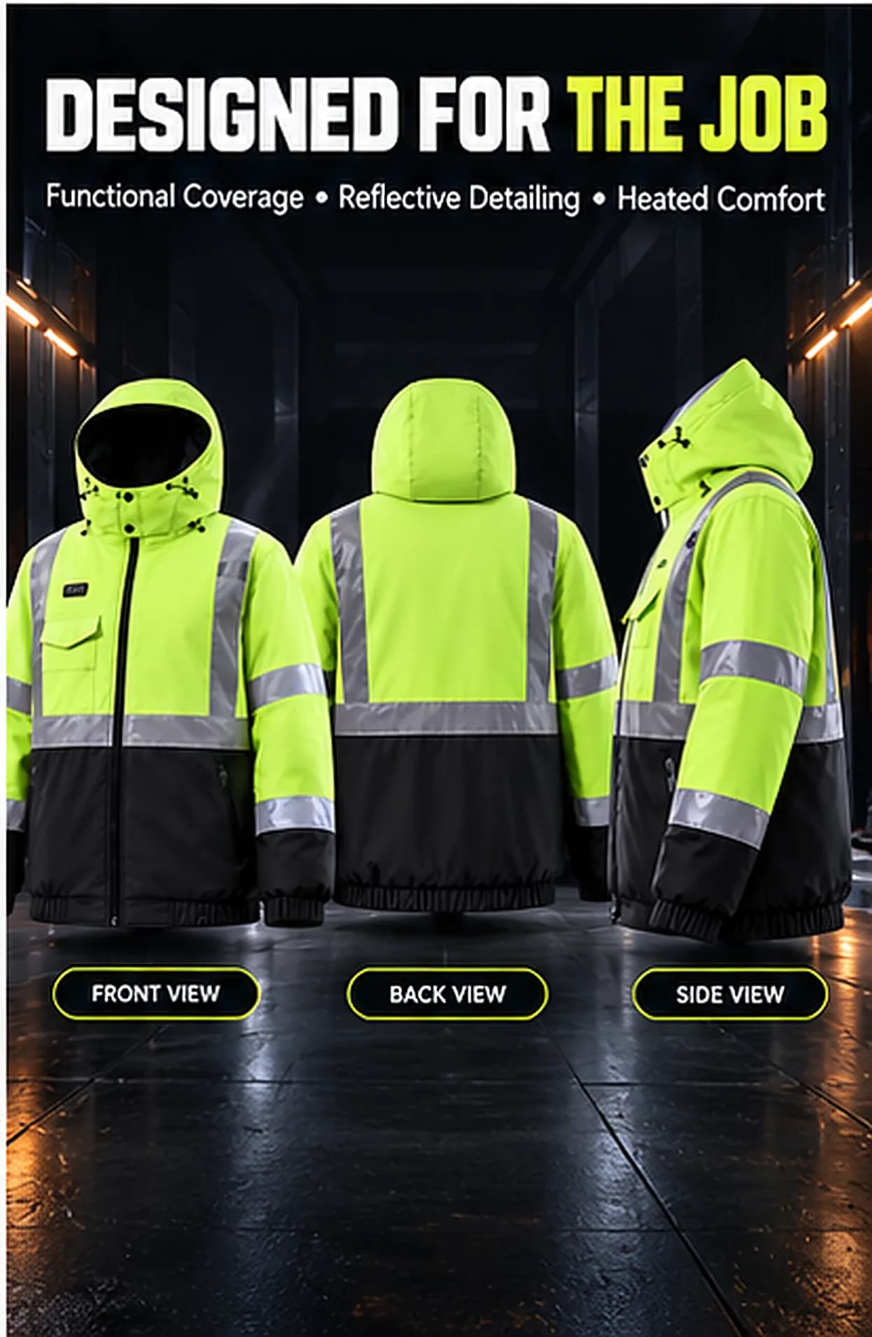 Heated Padded Winter Jacket – Thickened, Insulated, Windproof, and Cold-Resistant Outdoor Coat with Reflective Elements image 7