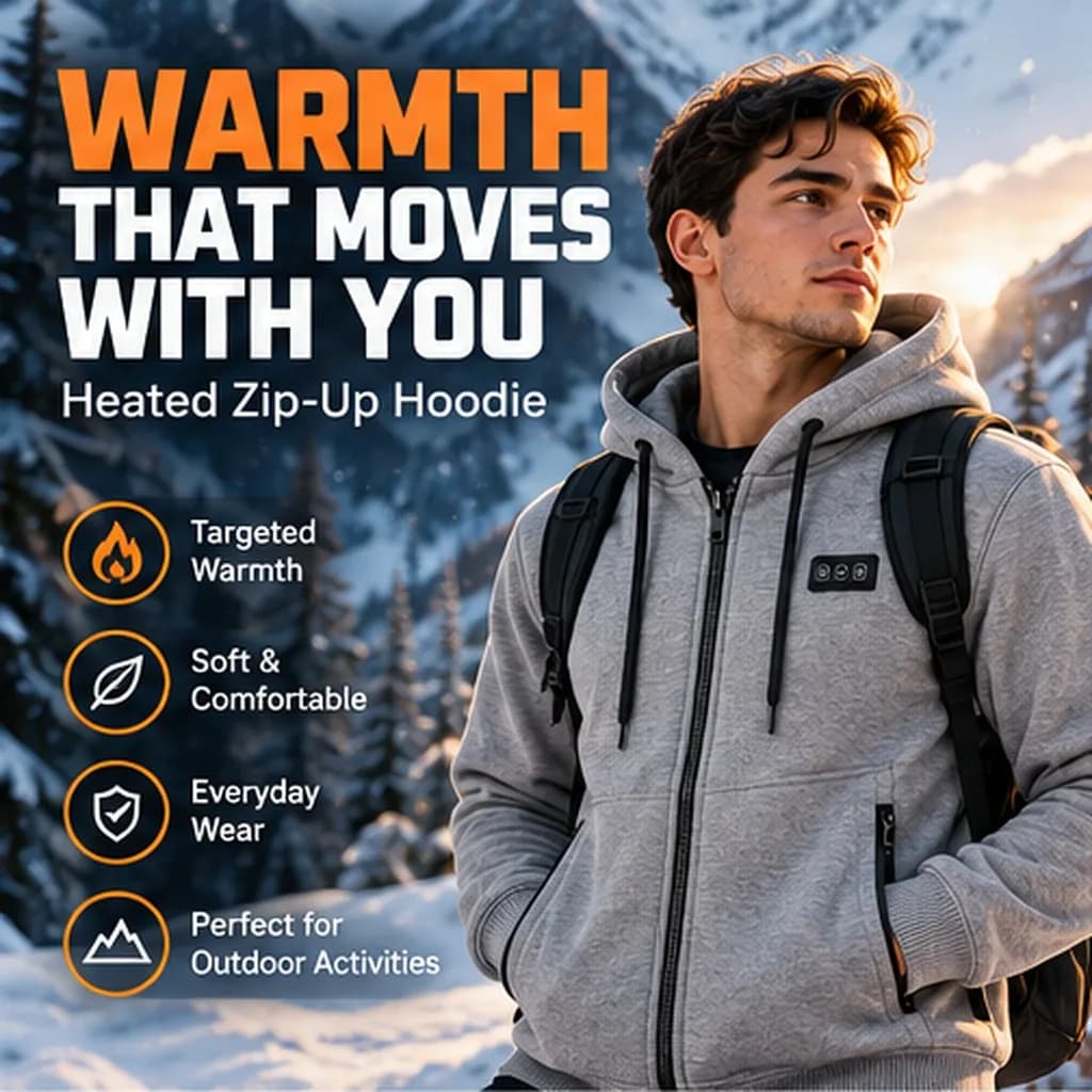Electric heated cardigan sweatshirt, men's and women's autumn and winter style, loose casual sports American heavyweight zip-up jacket, trendy.