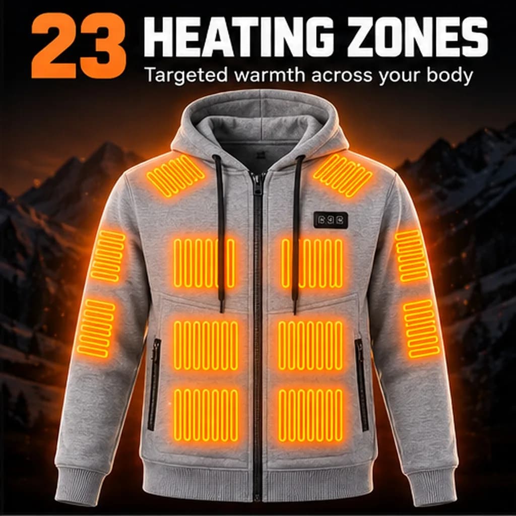 Electric heated cardigan sweatshirt, men's and women's autumn and winter style, loose casual sports American heavyweight zip-up jacket, trendy. image 3