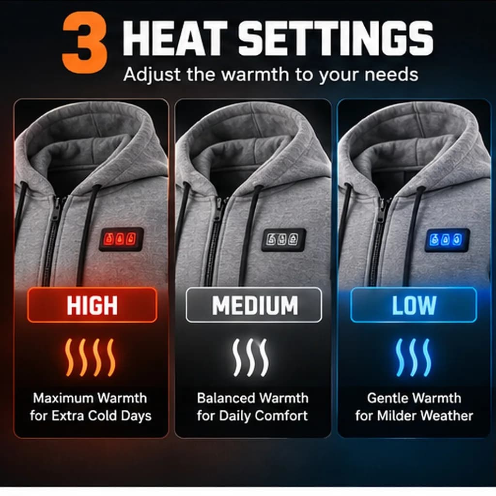 Electric heated cardigan sweatshirt, men's and women's autumn and winter style, loose casual sports American heavyweight zip-up jacket, trendy. image 5