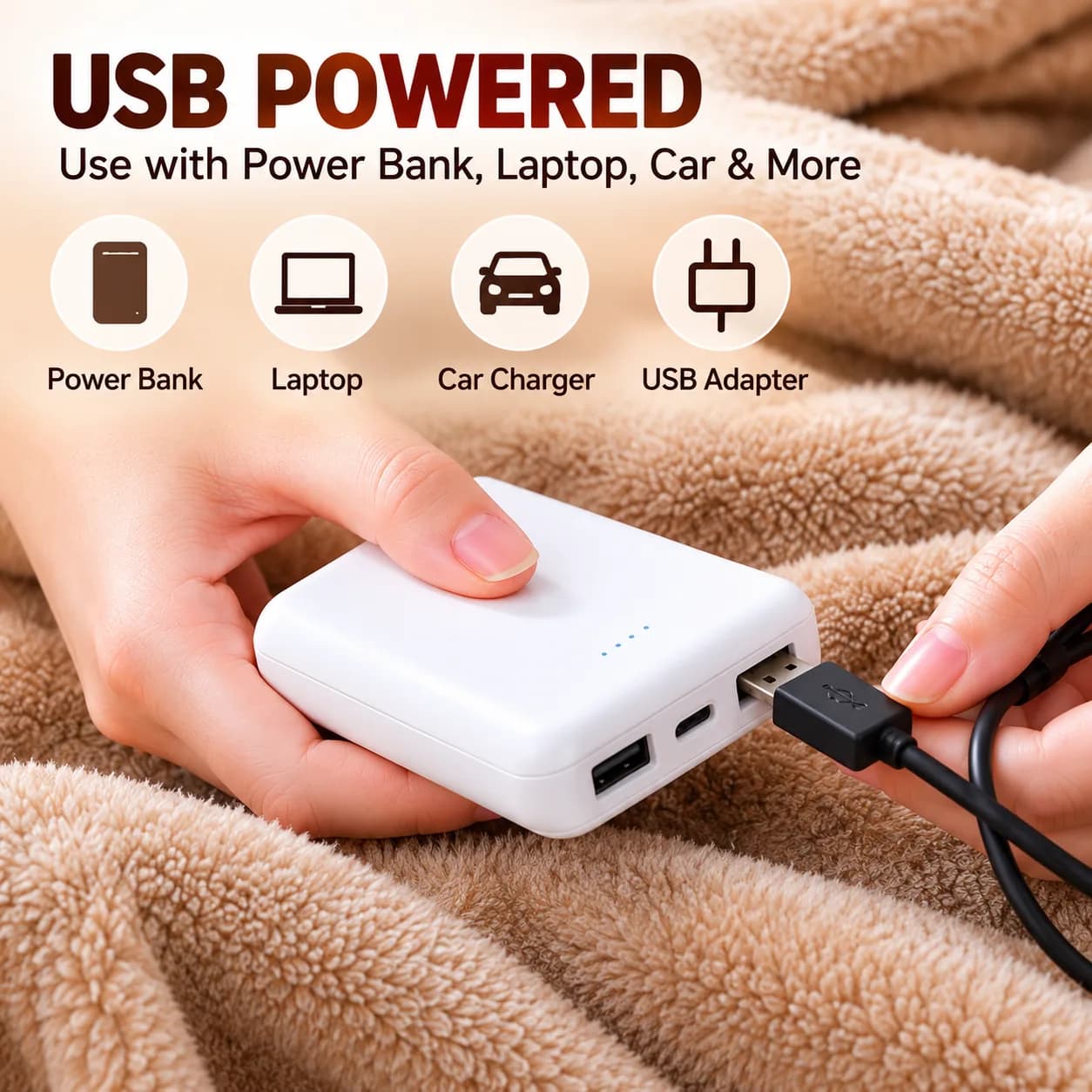 Outdoor camping office USB electric blanket, heated blanket, warm shawl, single mattress, warm cover, thermal blanket image 6