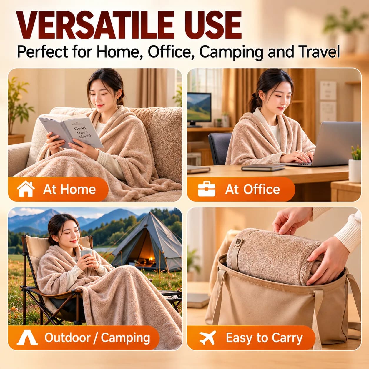 Outdoor camping office USB electric blanket, heated blanket, warm shawl, single mattress, warm cover, thermal blanket image 7
