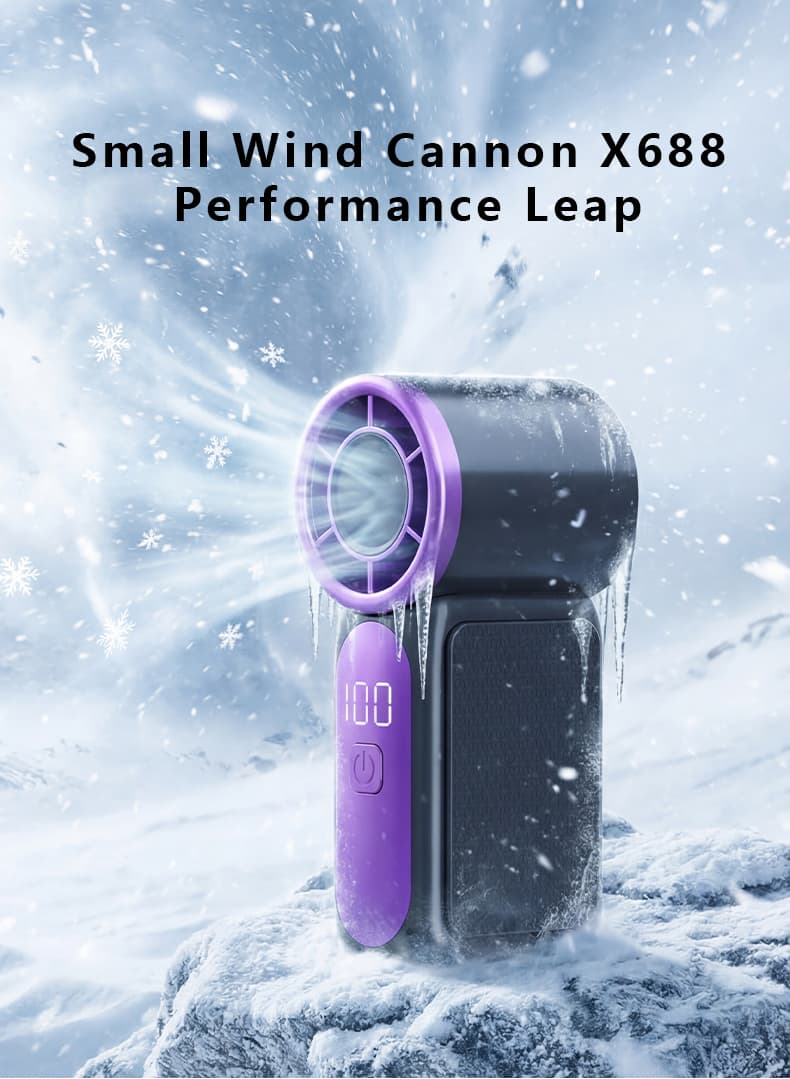 X688 Portable Mini Handheld Fan 15000RPM Strong Wind LED Display Travel Pocket Fan image 3