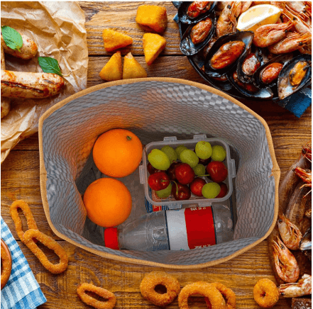Reusable Waterproof Canvas Lunch Sack, Portable Insulated Food Storage Bag image 3