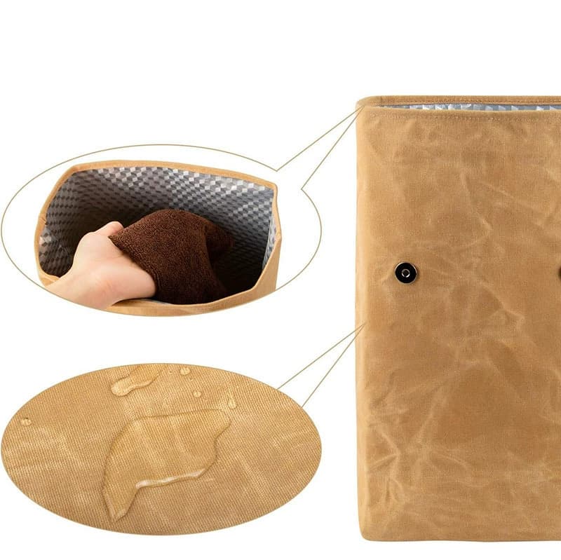 Reusable Waterproof Canvas Lunch Sack, Portable Insulated Food Storage Bag image 6