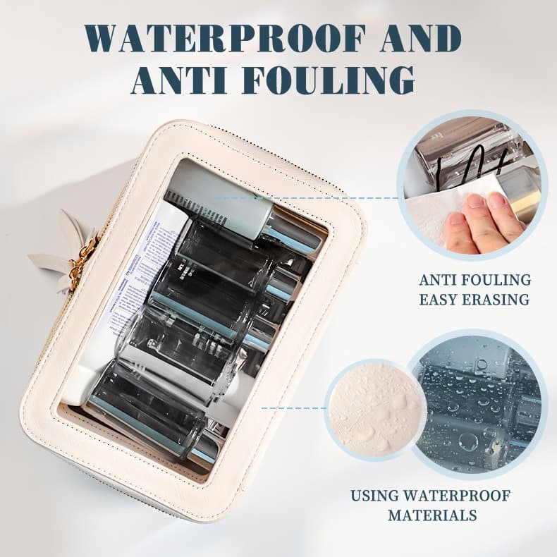 Double Layer Transparent PVC Cosmetic Bag Waterproof PU Large Capacity Portable Travel Makeup Storage Organizer image 10