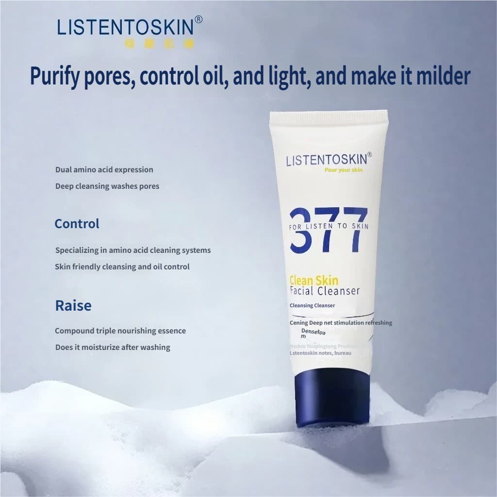 LISTENTOSKIN 377 Facial Cleanser Dual Amino Acid Deep Pore Cleansing Oil Control Brightening Gentle Face Wash Rich Foam Hydrating Facial Cleanser