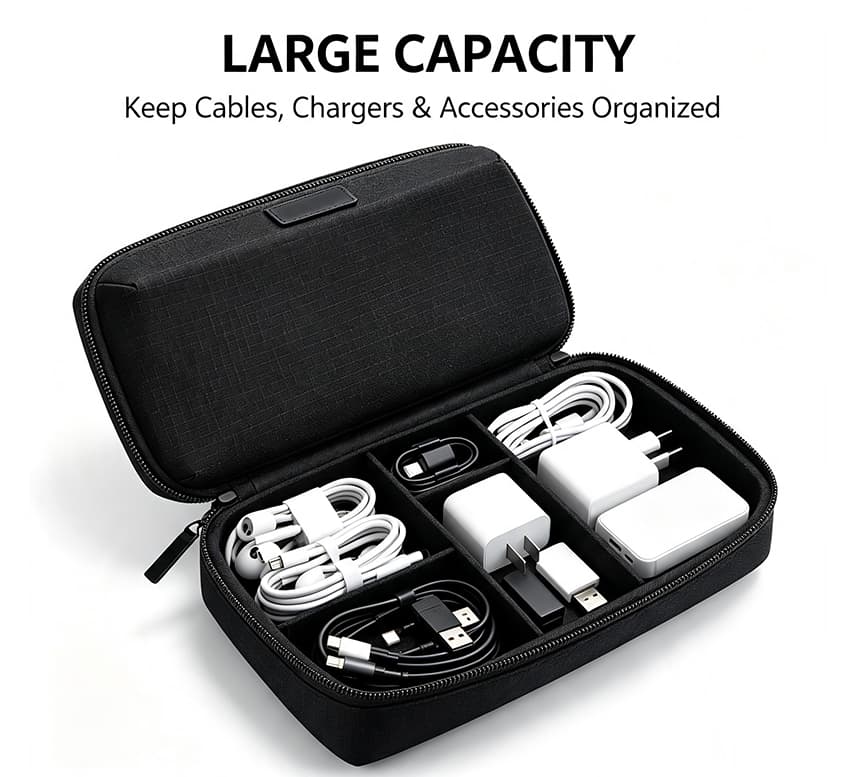 Portable Oxford Tech Organizer Pouch Multi‑Compartment Travel Storage Bag for Cables Earphones SD Cards image 5