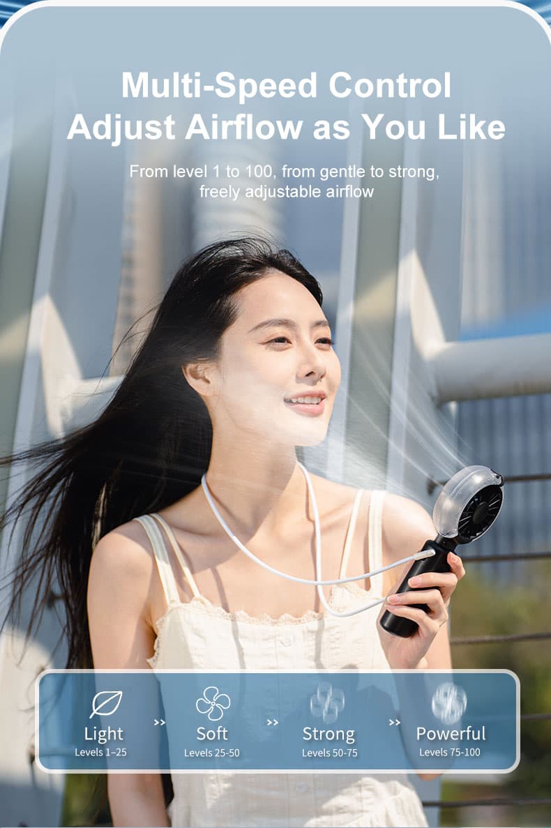 Y5 Handheld Foldable Mist Fan, Portable Mini Cooling Spray Fan with Digital Display image 8