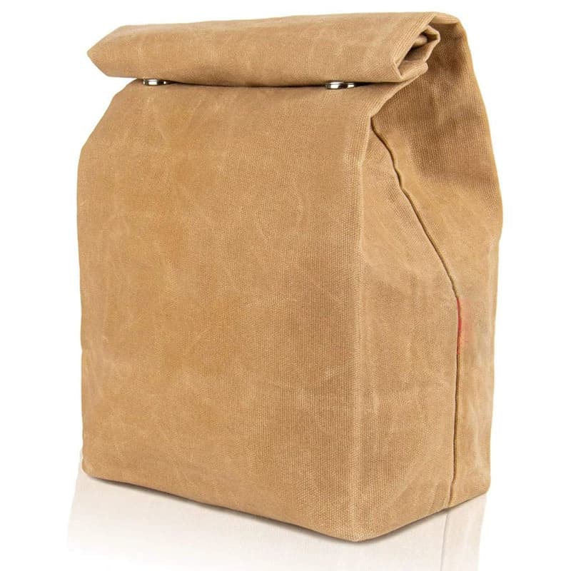 Reusable Waterproof Canvas Lunch Sack, Portable Insulated Food Storage Bag image 4
