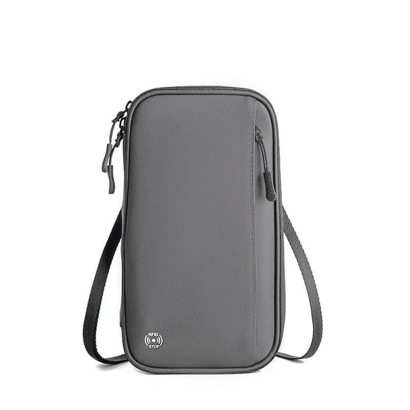 RFID Blocking Passport Holder Waterproof Oxford Travel Document Organizer Multi Slots Wallet with Neck Lanyard Grey thumbnail