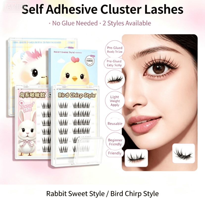 Pre-Glued Cluster Eyelashes No Glue Needed C Curl Wispy Natural Individual Lashes Reusable Self Adhesive False Eyelashes For Makeup image 6