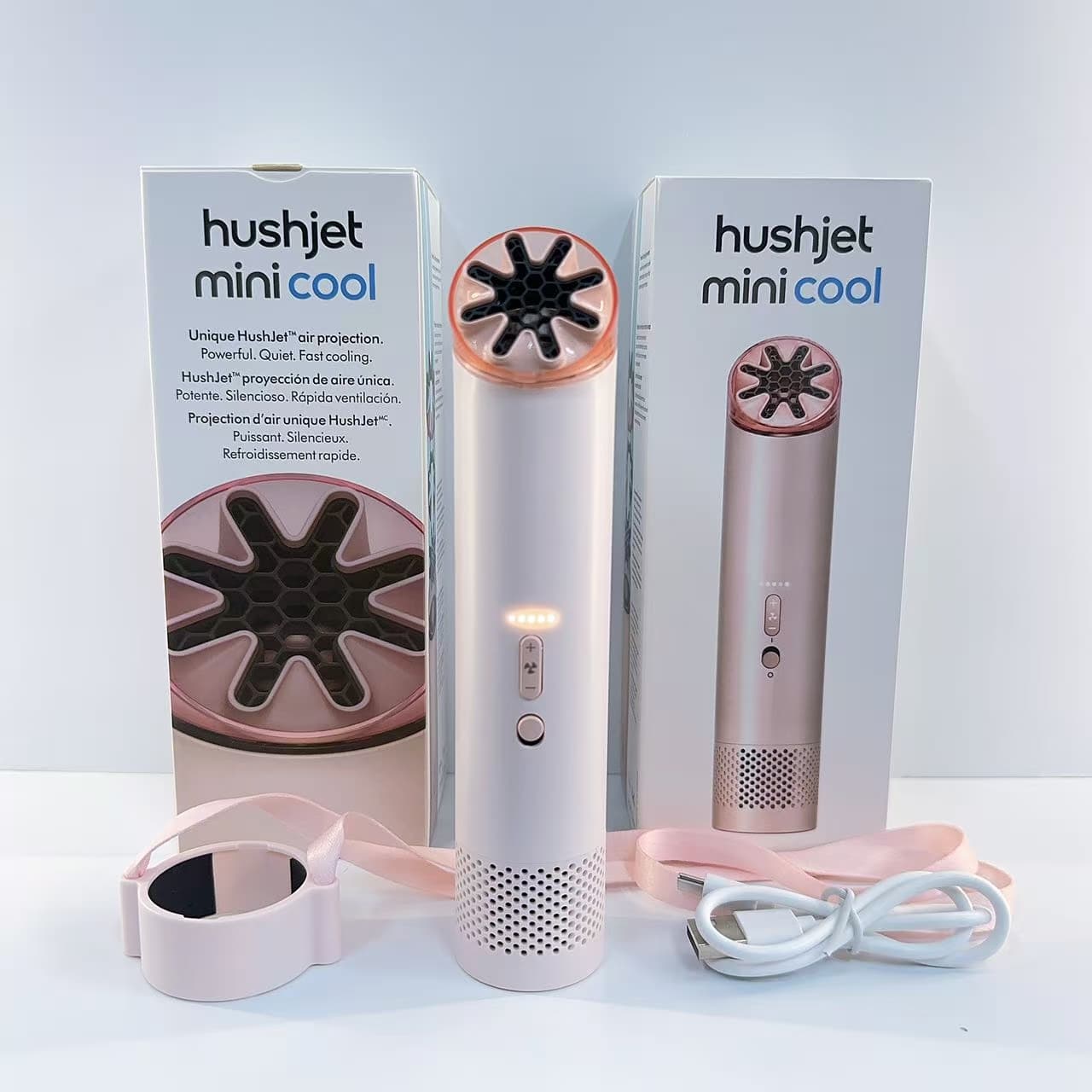 GS8 High Speed Mini Cool Fan 3000mAh Low Noise Rechargeable Portable Personal Air Cooler Pink thumbnail