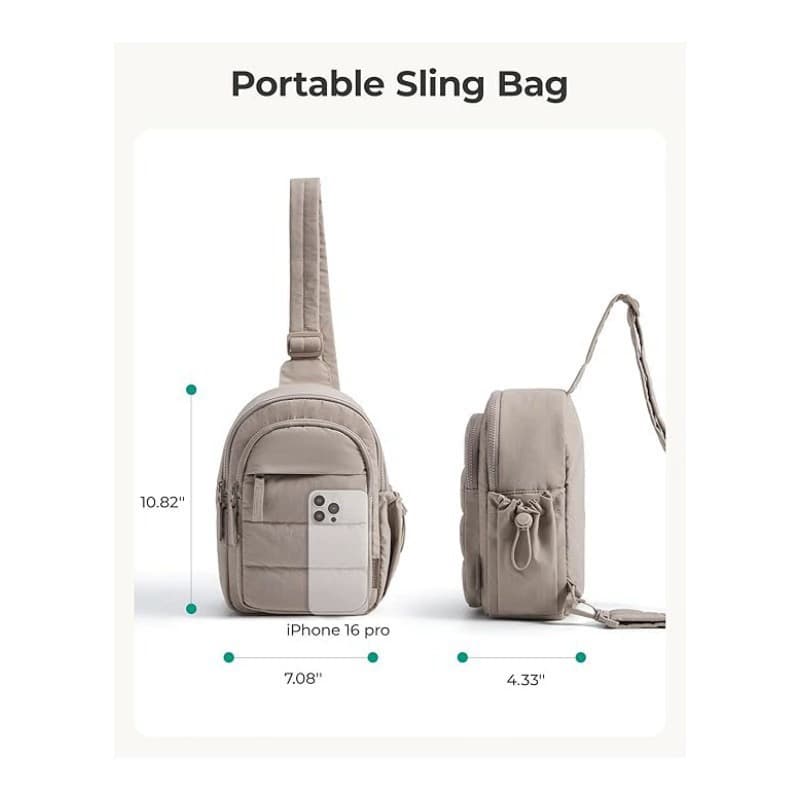 Lightweight Quilted Sling Bag, Multi Pocket Water Resistant Crossbody Chest Bag for Travel Daily image 7