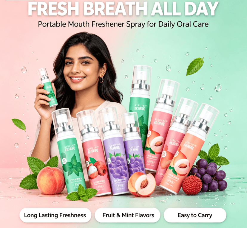 Fruit & Mint Mouth Freshener Spray 6 Flavors Portable 20ml Oral Spray Instant Fresh Breath Remove Bad Breath Pocket Size Daily Oral Care