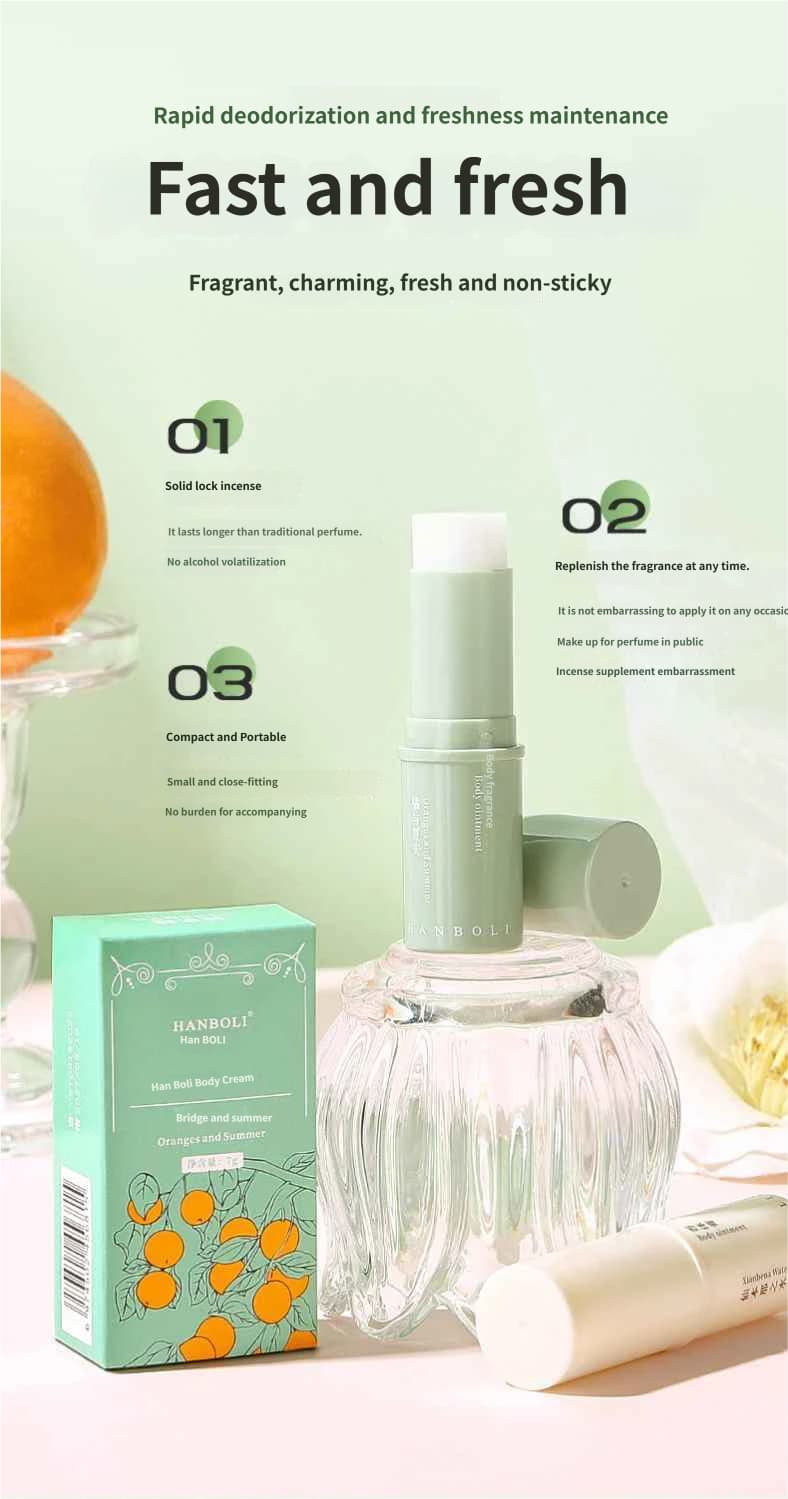 HANBOLI Portable Solid Fragrance Balm Stick 4 Scents Smooth Non-Sticky Mini Body Perfume Deodorant Cream for Daily Travel image 12
