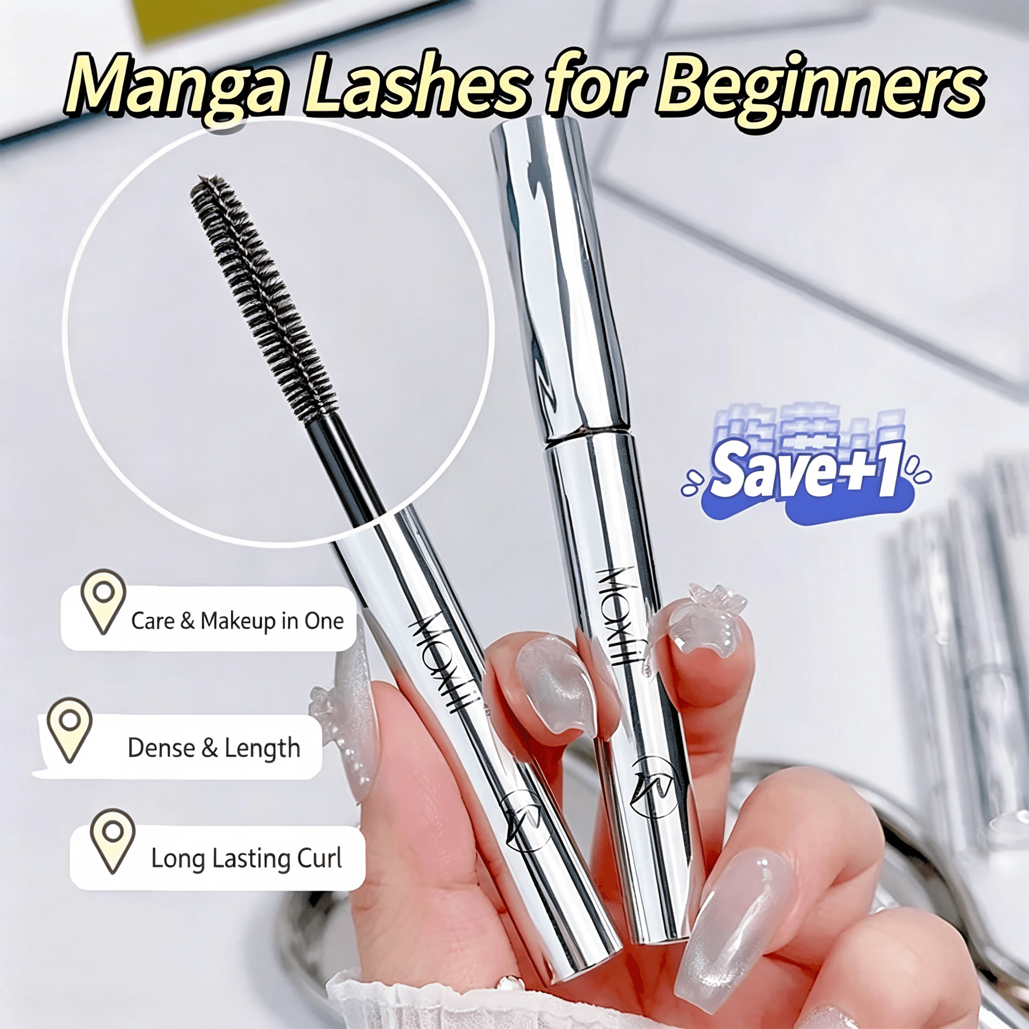 Steel Tube Spiral Brush Mascara Waterproof Smudge Proof Long Lasting Lash Lift Eyelash Makeup Lengthening Curling Mascara