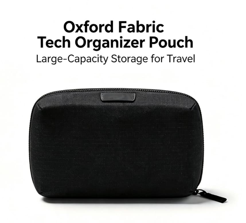 Portable Oxford Tech Organizer Pouch Multi‑Compartment Travel Storage Bag for Cables Earphones SD Cards