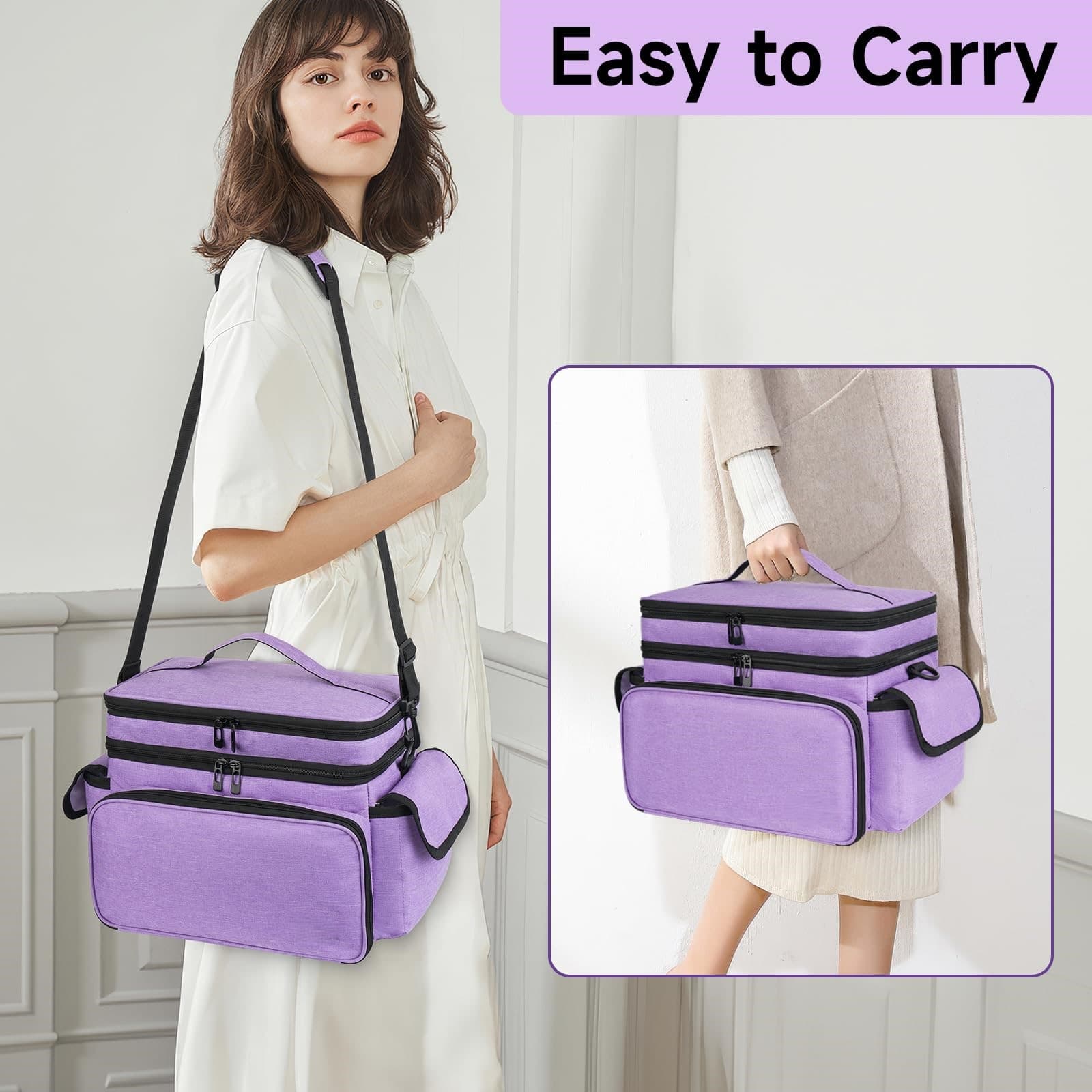 Double Layer Sewing Supplies Storage Bag, Large Capacity Craft Organizer Tote with Removable Dividers, Adjustable Shoulder Strap image 3