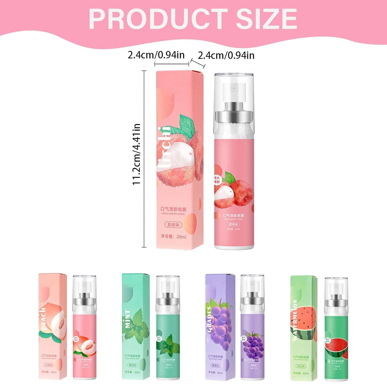 Fruit & Mint Mouth Freshener Spray 6 Flavors Portable 20ml Oral Spray Instant Fresh Breath Remove Bad Breath Pocket Size Daily Oral Care image 3