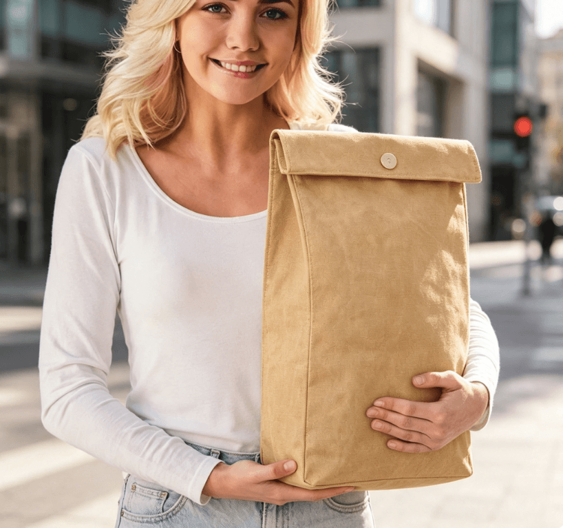 Reusable Waterproof Canvas Lunch Sack, Portable Insulated Food Storage Bag image 2