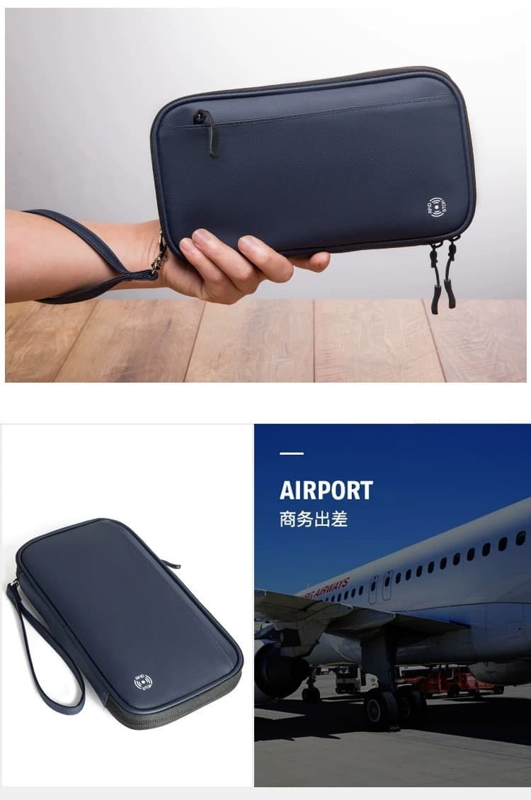 RFID Blocking Passport Holder Waterproof Oxford Travel Document Organizer Multi Slots Wallet with Neck Lanyard image 3