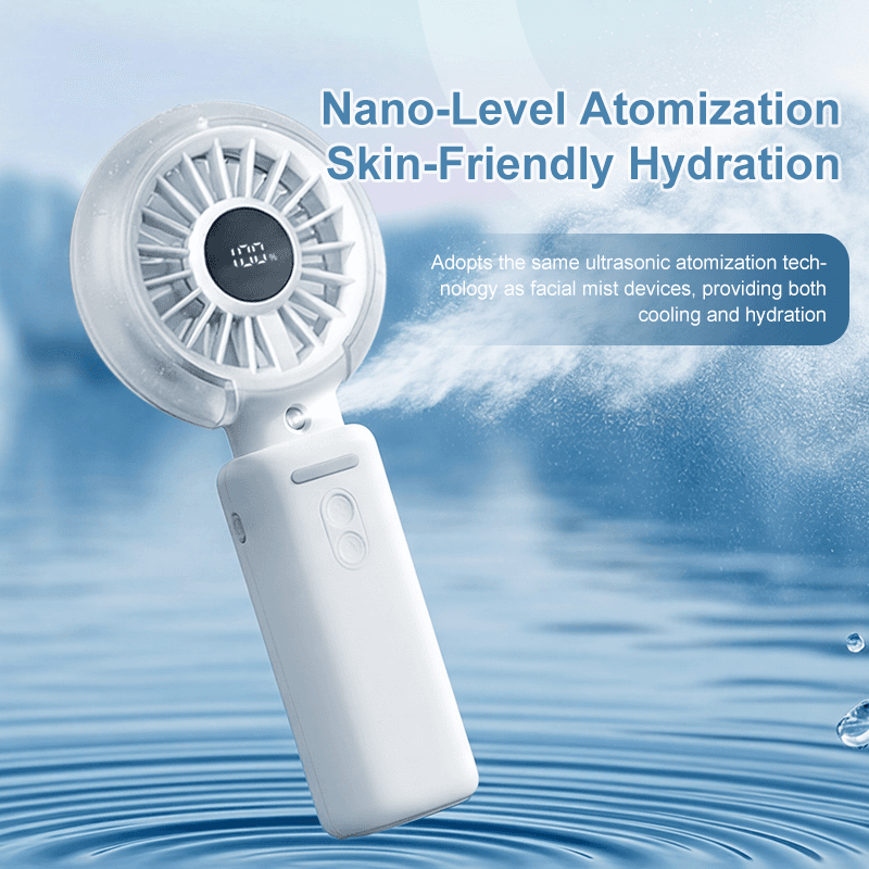 Y5 Handheld Foldable Mist Fan, Portable Mini Cooling Spray Fan with Digital Display image 4