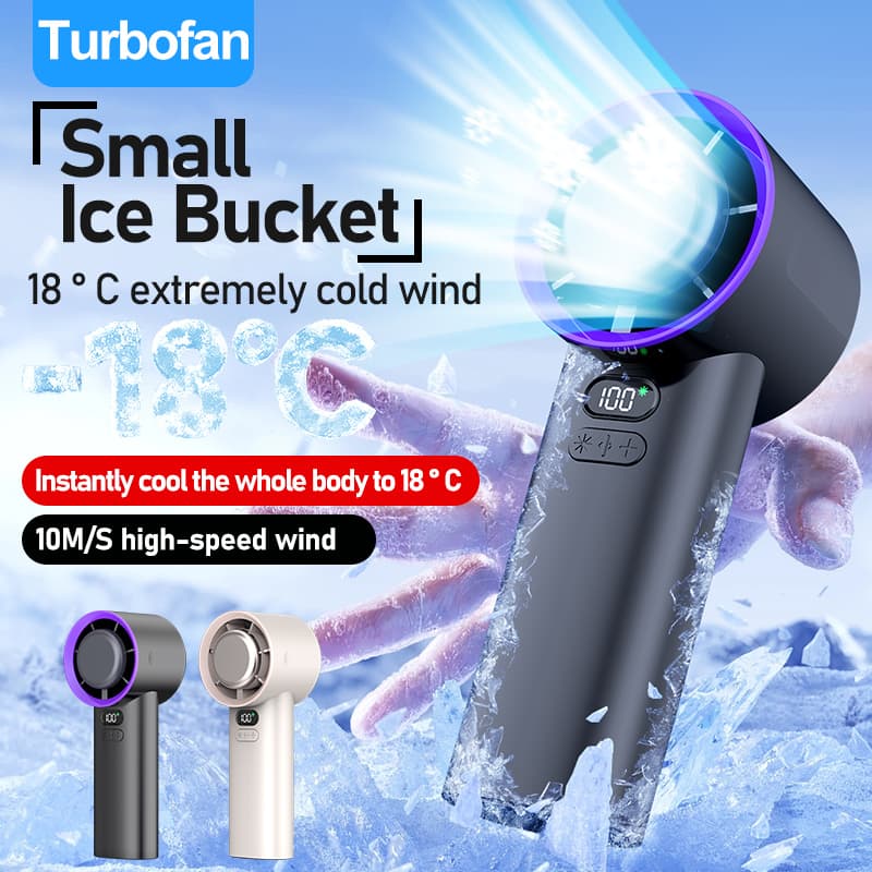 M57 Turbofan Portable Fan 18°C Cold Wind 100 Speed 3600mAh Rechargeable Mini Ice Bucket Fan image 10