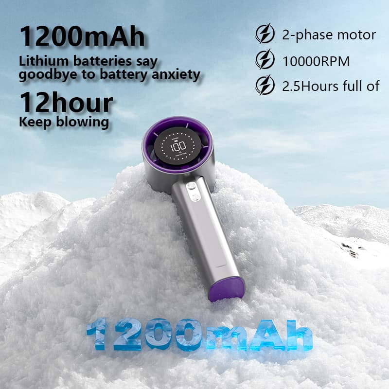 S001 Vortex Handheld Fan 10000RPM Strong Airflow 2400mAh LED Display Rechargeable Pocket Mini Fan image 3