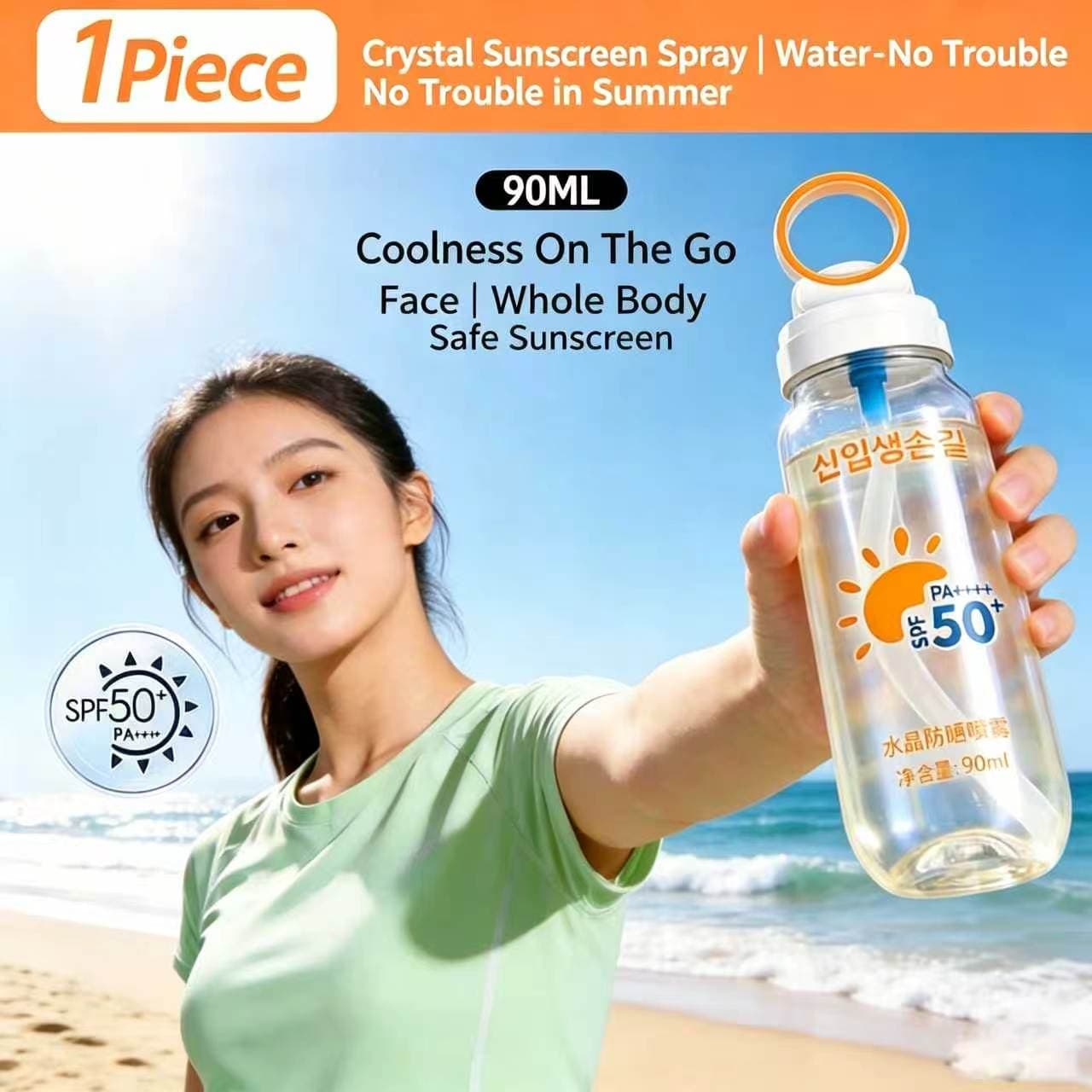 Crystal Sunscreen Spray SPF50+ PA++++ 90ml Portable UV Protection image 5