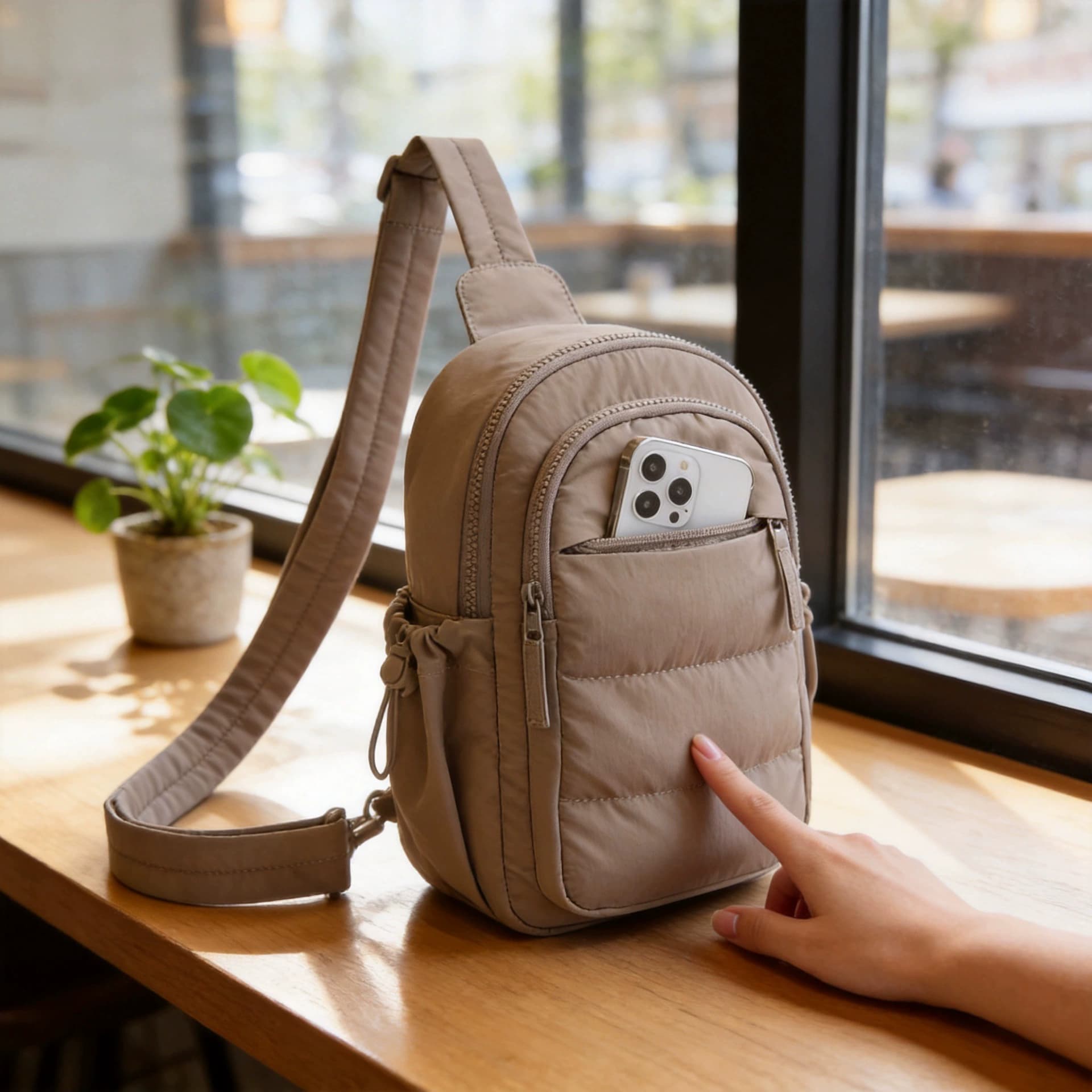 Lightweight Quilted Sling Bag, Multi Pocket Water Resistant Crossbody Chest Bag for Travel Daily image 6
