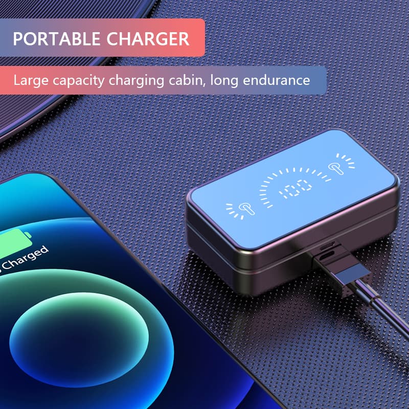 Bluetooth 5.1 Wireless Earbuds Smart Mirror Display HIFI Stereo Earphones Built-in Mic for Calls Gamin image 6