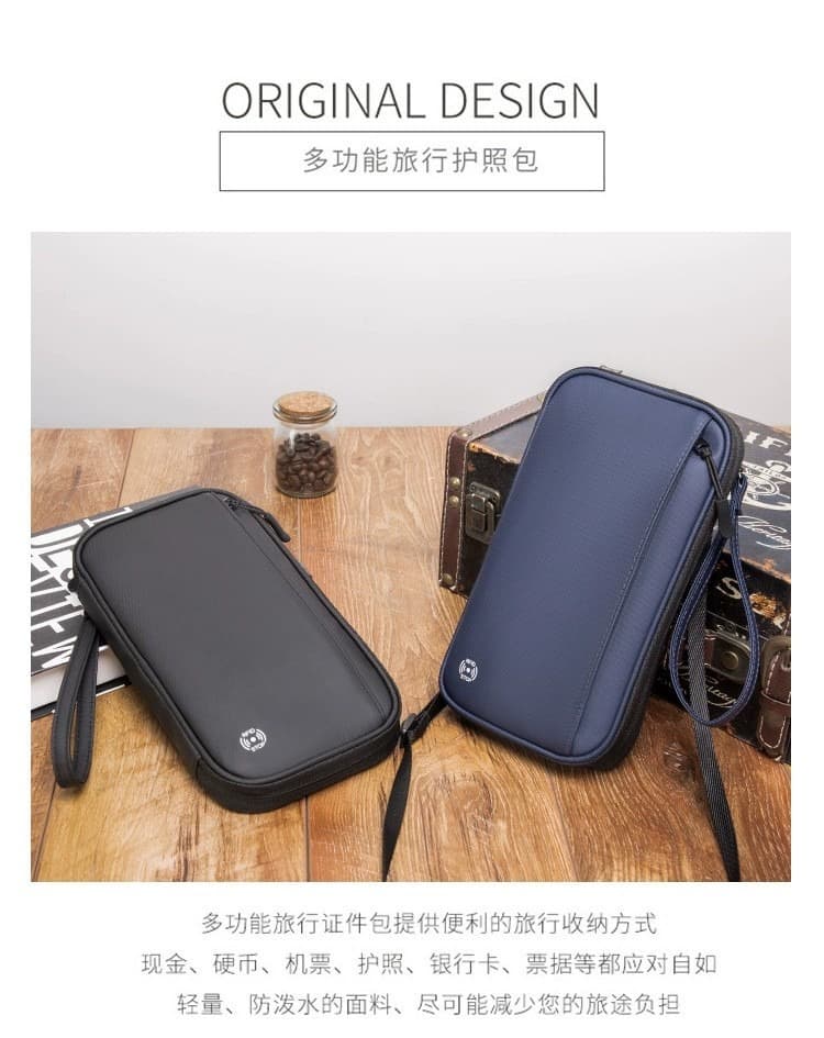 RFID Blocking Passport Holder Waterproof Oxford Travel Document Organizer Multi Slots Wallet with Neck Lanyard image 2