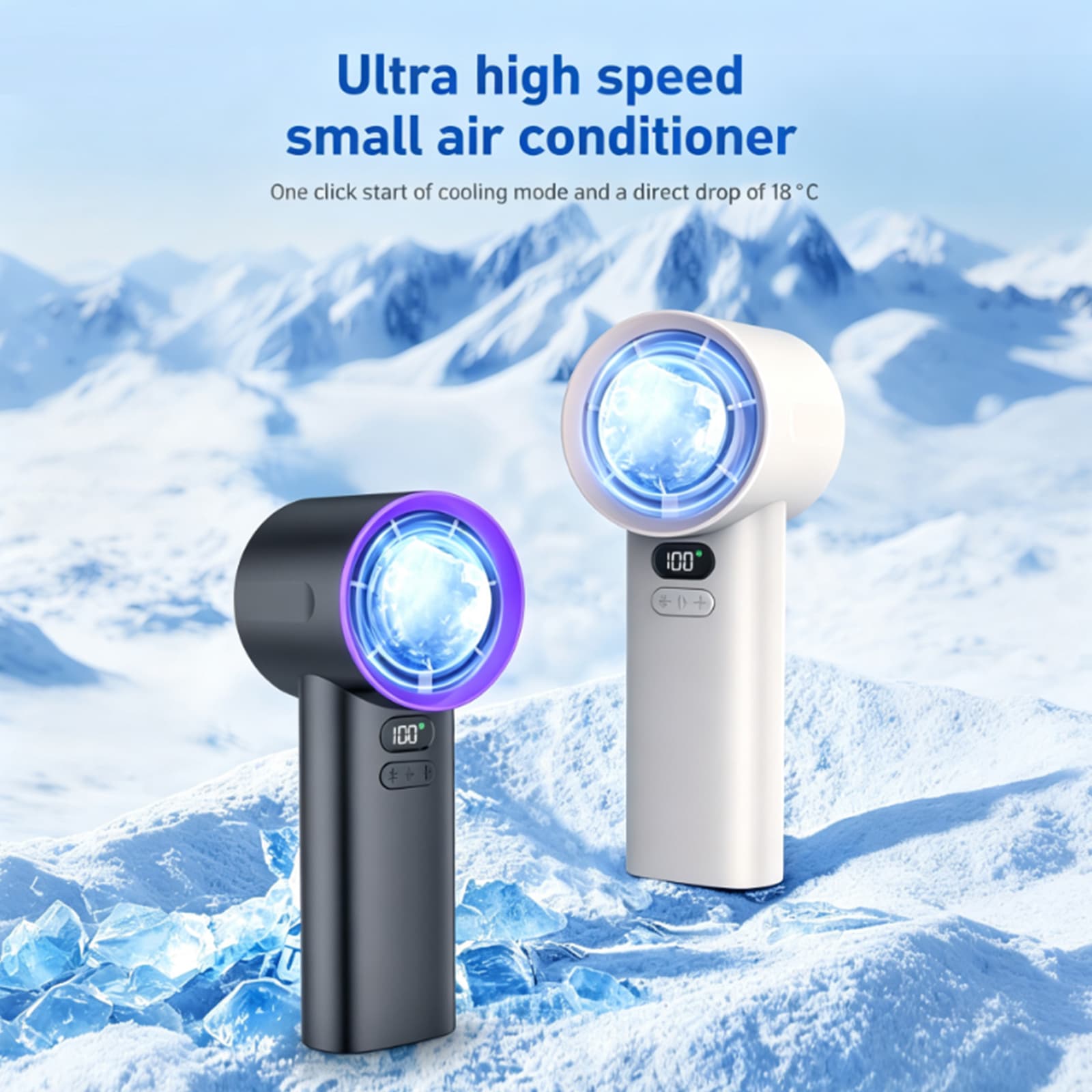 M57 Turbofan Portable Fan 18°C Cold Wind 100 Speed 3600mAh Rechargeable Mini Ice Bucket Fan image 5