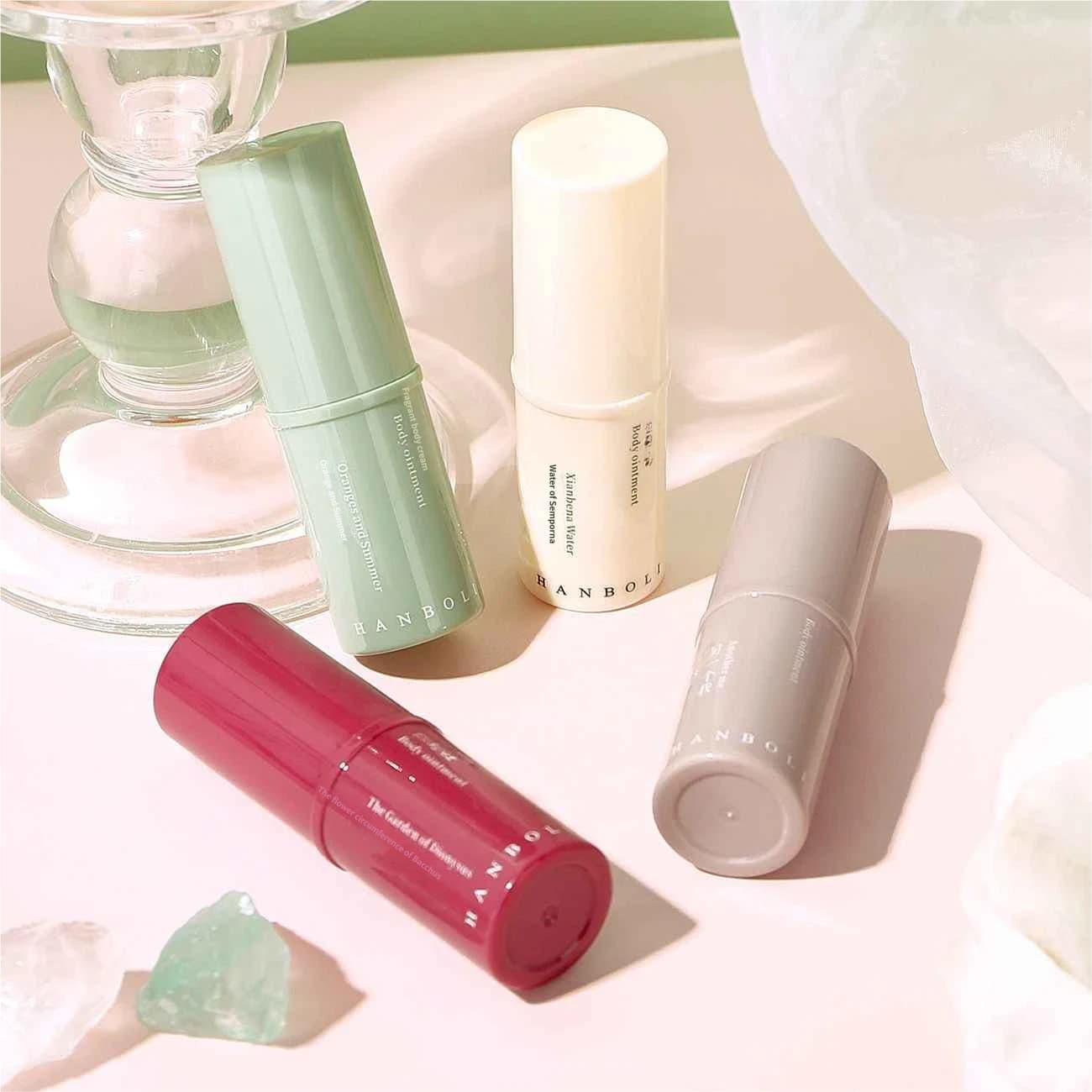 HANBOLI Portable Solid Fragrance Balm Stick 4 Scents Smooth Non-Sticky Mini Body Perfume Deodorant Cream for Daily Travel image 2