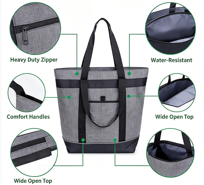 30L Large Insulated Cooler Tote Bag Triple‑Layer Thermal Reusable Shopping Picnic Food Bag image 7