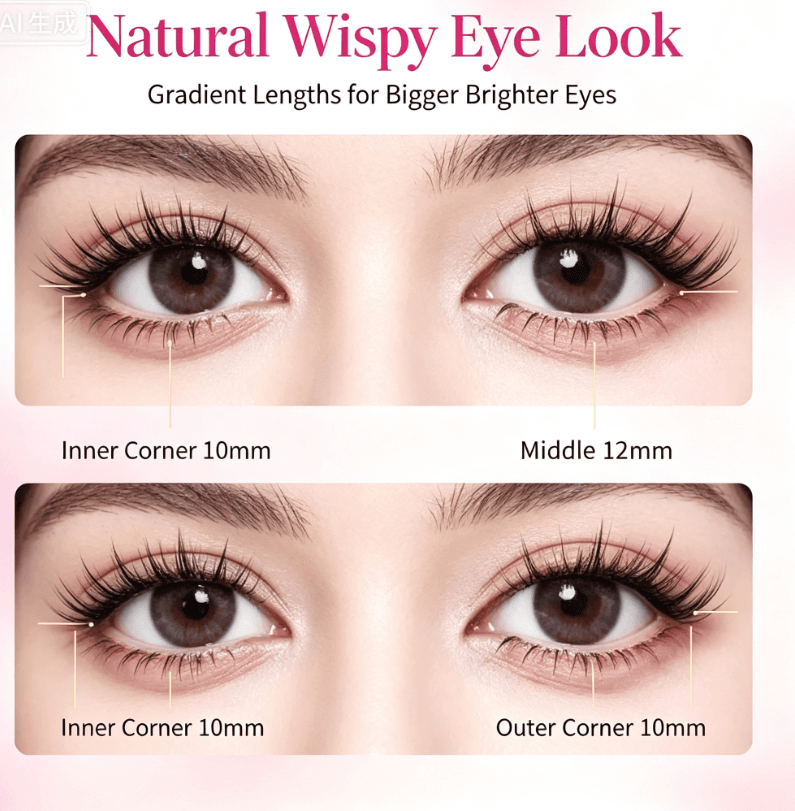 Pre-Glued Cluster Eyelashes No Glue Needed C Curl Wispy Natural Individual Lashes Reusable Self Adhesive False Eyelashes For Makeup image 5