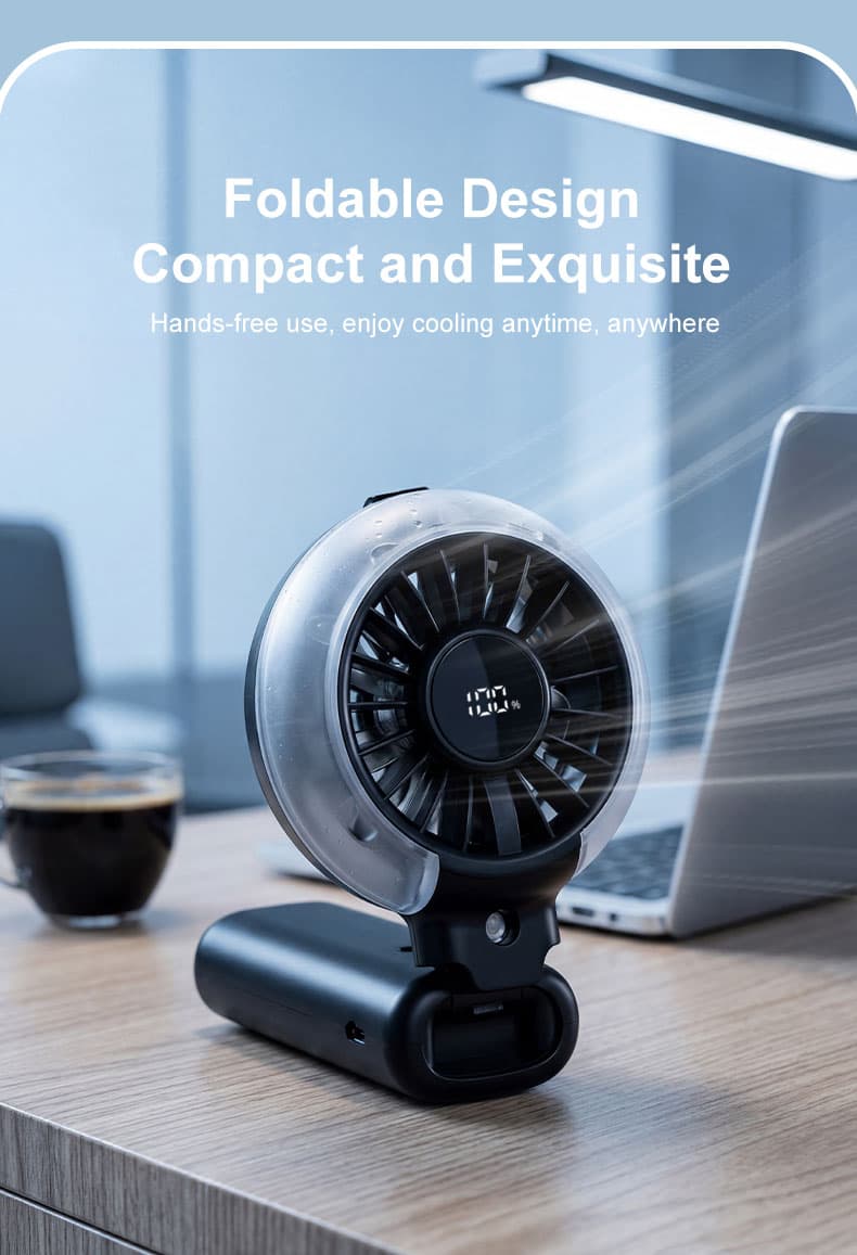 Y5 Handheld Foldable Mist Fan, Portable Mini Cooling Spray Fan with Digital Display image 6