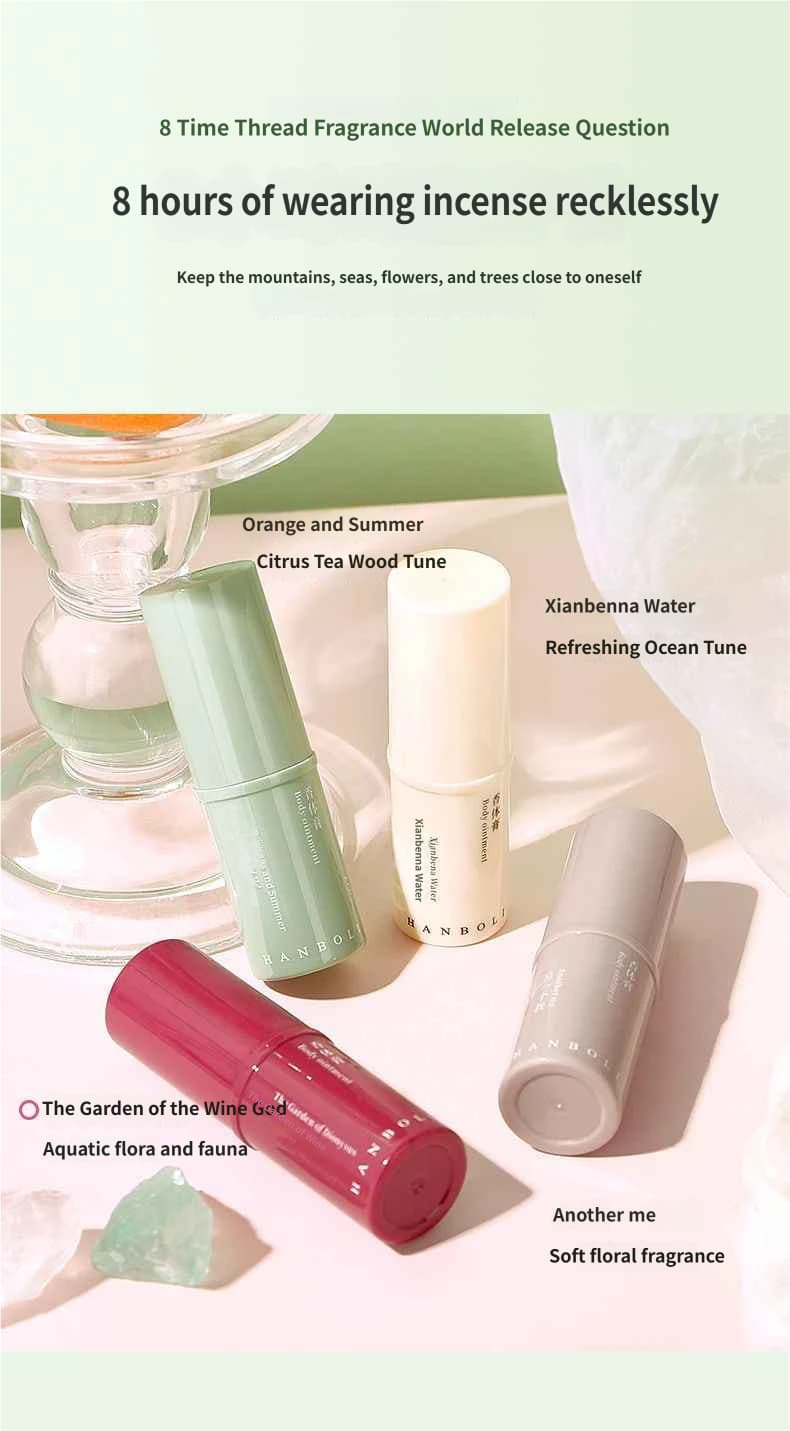 HANBOLI Portable Solid Fragrance Balm Stick 4 Scents Smooth Non-Sticky Mini Body Perfume Deodorant Cream for Daily Travel image 7