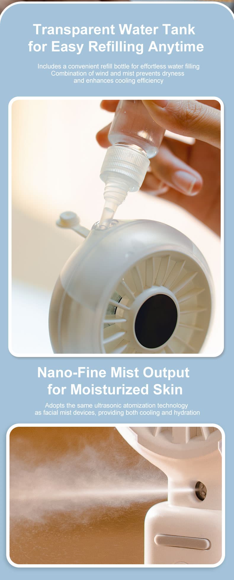 Y5 Handheld Foldable Mist Fan, Portable Mini Cooling Spray Fan with Digital Display image 10