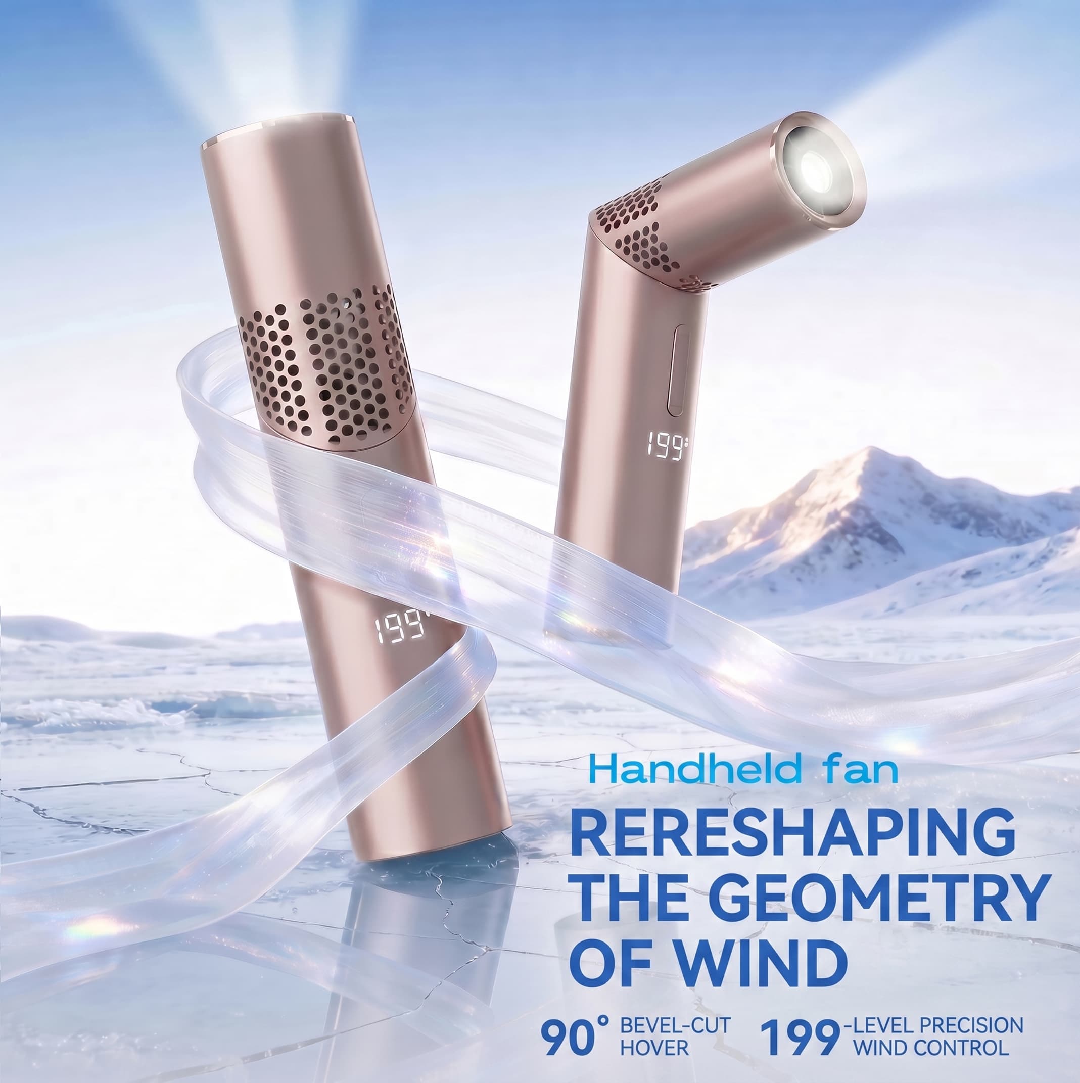 GS4 Lipstick Handheld Fan 199 Speed 180° Rotatable LED Display Rechargeable Pocket Mini Fan image 5